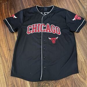 NBA Ultra Game Chicago Bulls Baseball Jersey Top Black Size M